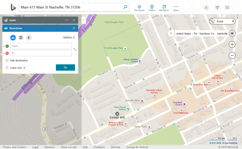 map to nashville rolfing studio in the 615 building